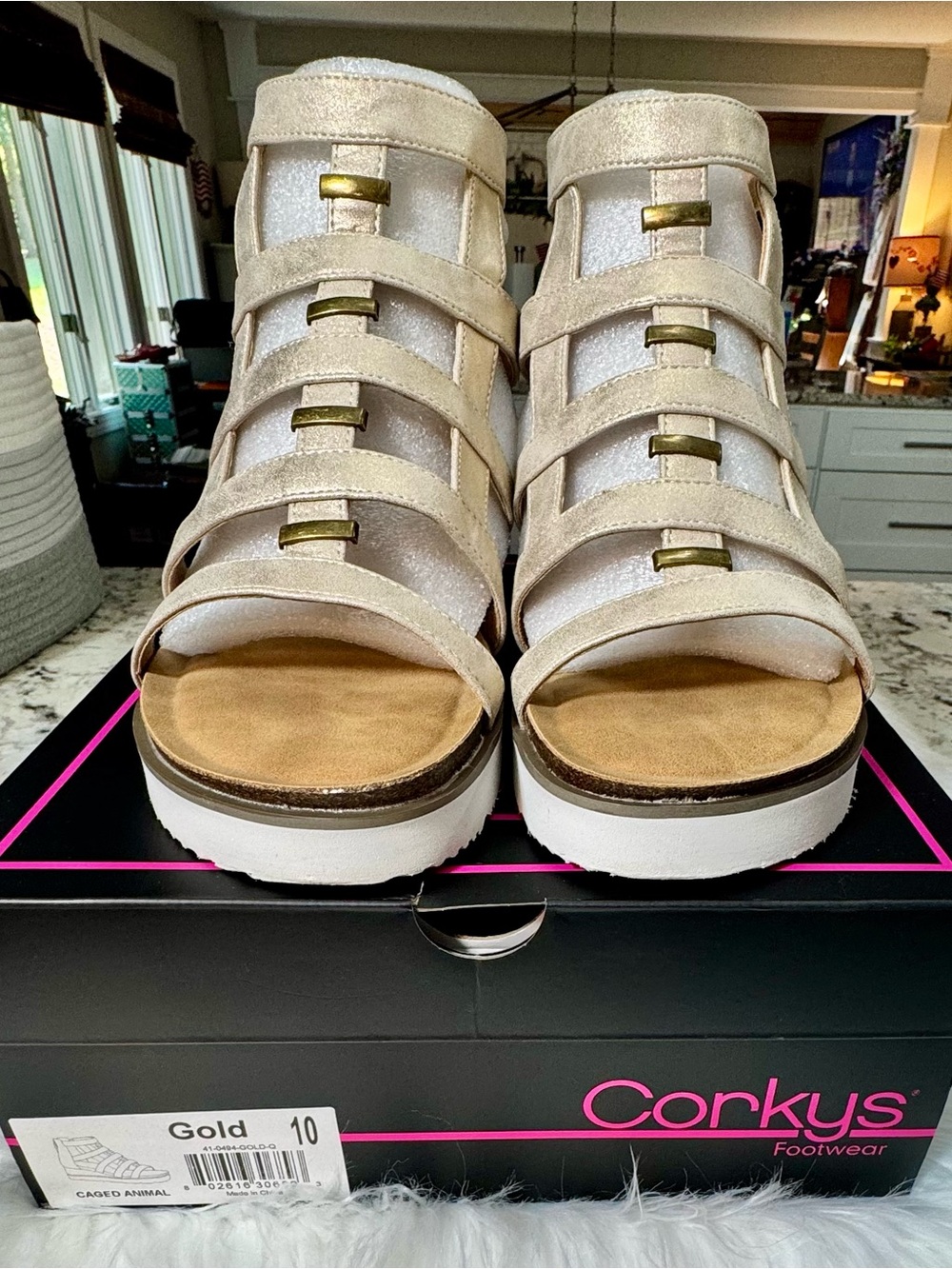 Corkys Gold Metallic Multi-Strap Platform Sandals - Women